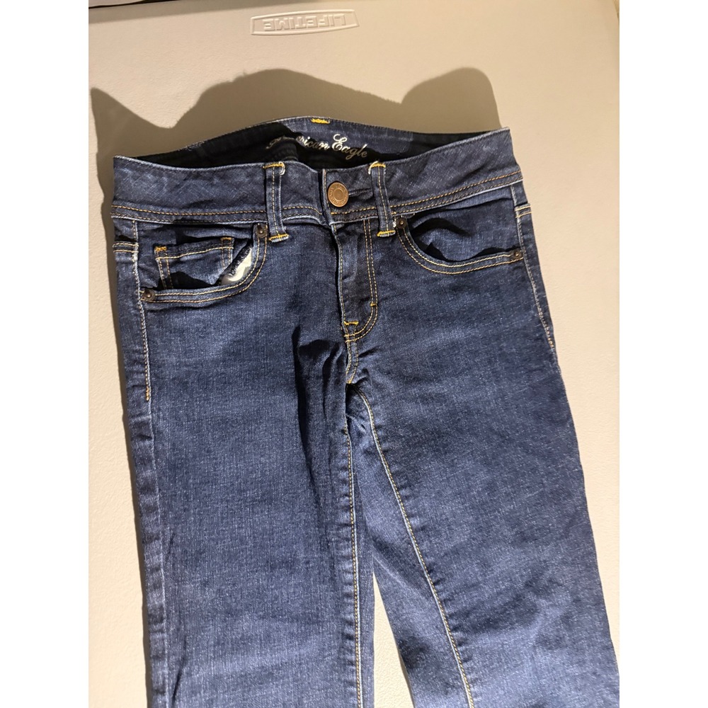 American Eagle Original Boot Super Stretch Dark Wash Jeans Womens 6 Regular - Picture 3 of 10